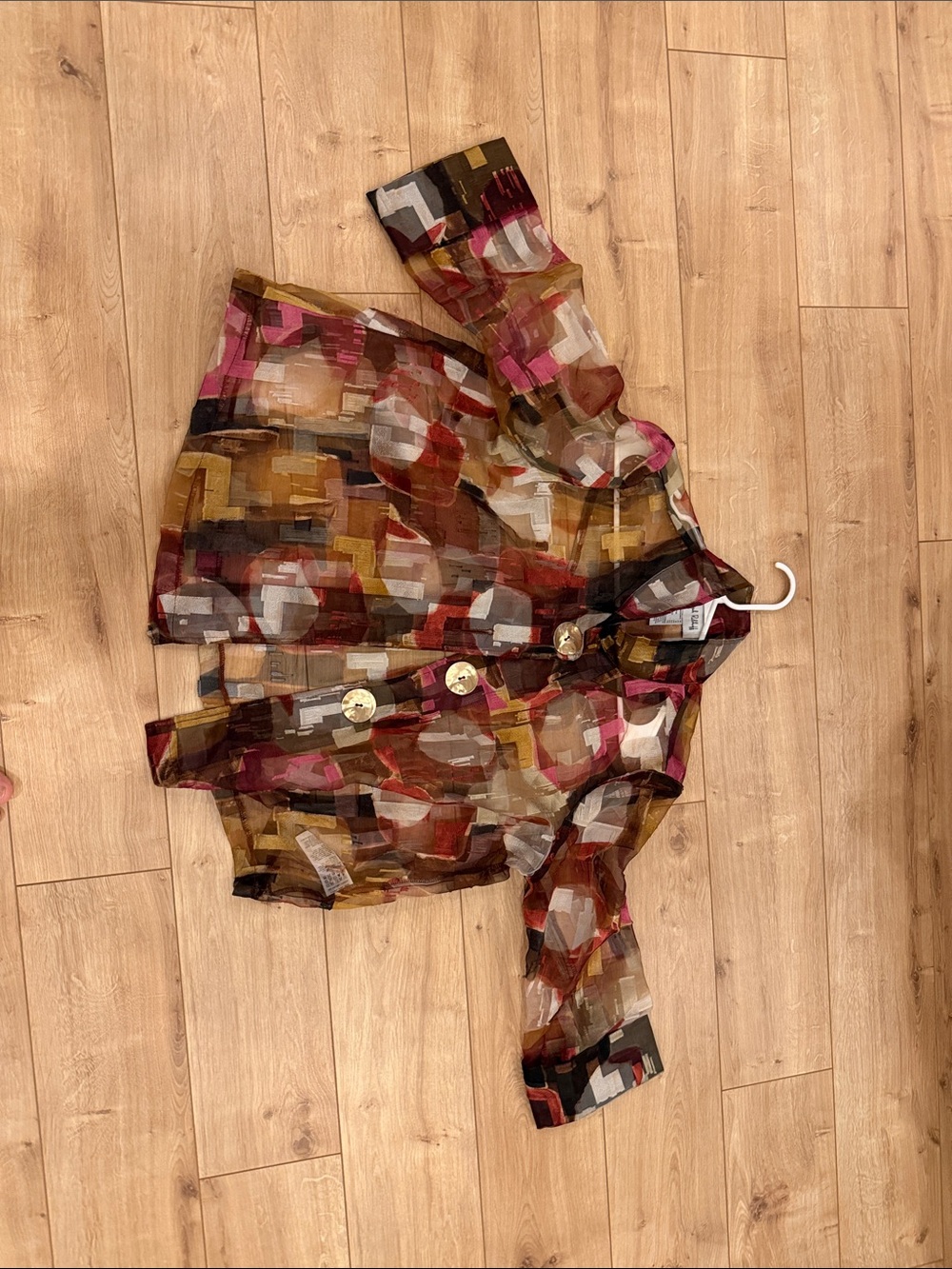Joseph Ribkoff Abstract Geometric Print Jacket in Pink, Brown & Gold